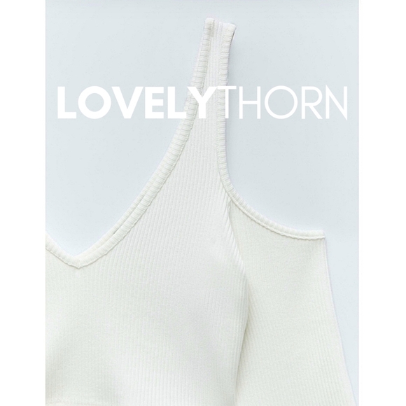 ZARA // white stretch rib knit 3/4 sleeve cut-out cold shoulder crop top - Picture 6 of 14